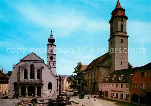 AK / Ansichtskarte Lindau Bodensee Marktplatz mit Ev Stadtkirche St Stepan und Kath Marienkirche Kat. Lindau (Bodensee)