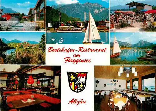 AK / Ansichtskarte Fuessen Allgaeu Bootshafen Restaurant am Forggensee Kat. Fuessen
