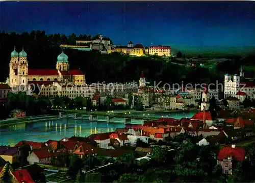 AK / Ansichtskarte Passau Fliegeraufnahme bei Nacht Kat. Passau