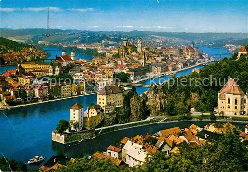 AK / Ansichtskarte Passau Fliegeraufnahme Dreifluessestadt Inn Donau Ilz Kat. Passau