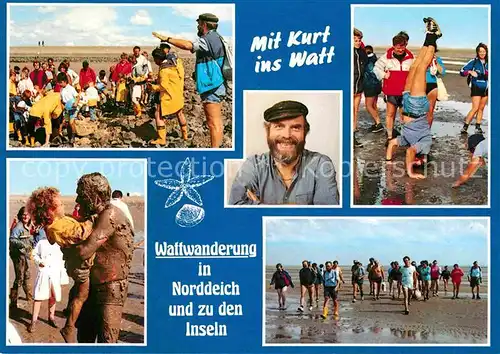 AK / Ansichtskarte Norden Ostfriesland Wattwanderung mit Kurt Knittel in Noddeich  Kat. Norden