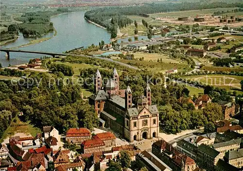 AK / Ansichtskarte Speyer Rhein Fliegeraufnahme mit Muenster und Rhein Kat. Speyer