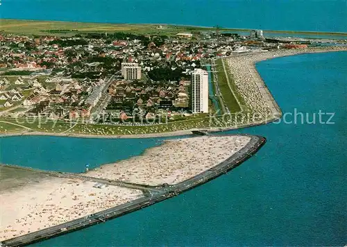 AK / Ansichtskarte Buesum Nordseebad Fliegeraufnahme mit Strand Kat. Buesum