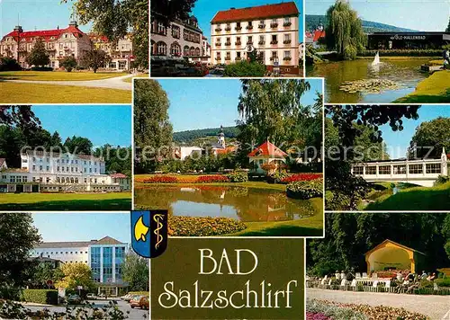 AK / Ansichtskarte Bad Salzschlirf Kurhotel Kurpark Konzertpavillon Sole Hallenbad Kat. Bad Salzschlirf