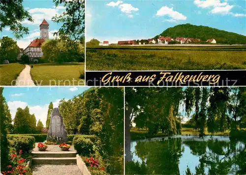 AK / Ansichtskarte Falkenberg Hessen Gesamtansicht Kirche Denkmal Teich Kat. Wabern