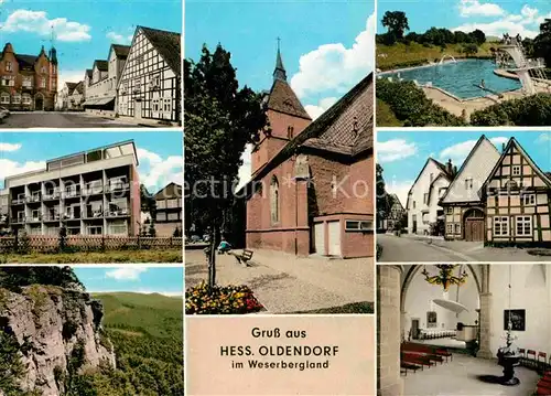 AK / Ansichtskarte Hessisch Oldendorf Orts und Teilansichten Schwimmbad Kirche Fachwerkhaeuser Kat. Hessisch Oldendorf