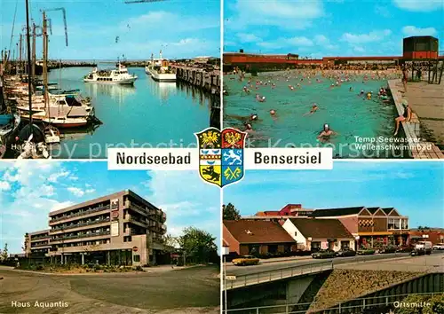 AK / Ansichtskarte Bensersiel Hafen Wellenschwimmbad Haus Aquatis Ortsmitte Kat. Esens