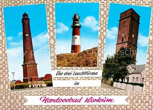 AK / Ansichtskarte Borkum Nordseebad Neuer Alter und Elektrischer Leuchtturm Kat. Borkum