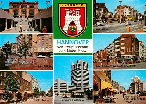 AK / Ansichtskarte Hannover Hauptbahnhof Lister Platz Markt Lister Meile Ecke Wedekindstrasse Bredero Hochhaus Sedanstrasse Kat. Hannover