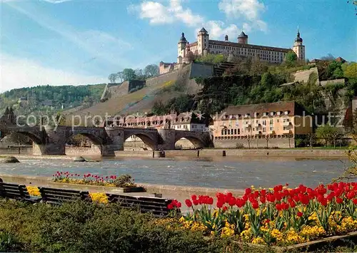 AK / Ansichtskarte Wuerzburg alte Mainbruecke Festung Marienburg  Kat. Wuerzburg