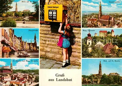 AK / Ansichtskarte Landshut Isar Fliegeraufnahme mit Kirche Burg Trausnitz Hauptstrasse Kat. Landshut