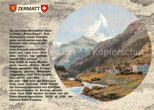 AK / Ansichtskarte Zermatt VS mit Matterhorn nach Holzdruck um 1880 Kat. Zermatt