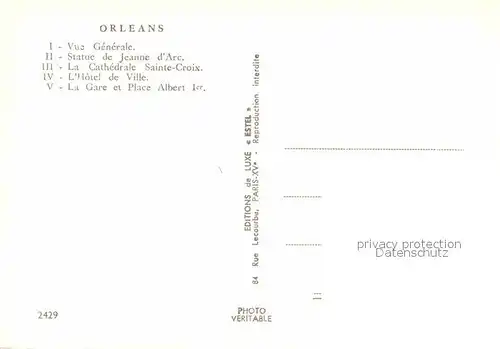 AK / Ansichtskarte Orleans Loiret Vue generale Statue de Jeanne d Arc Cathedrale Sainte Croix Hotel de Ville La Gare et Place Albert 1er Kat. Orleans