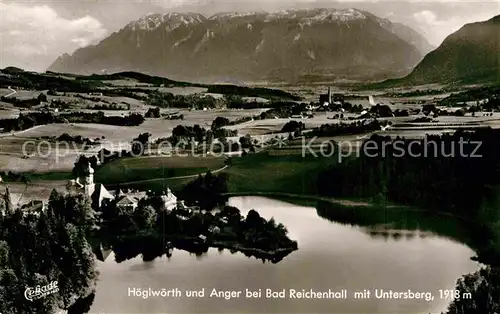 AK / Ansichtskarte Bad Reichenhall Panorama Hoeglwoerth und Anger mit Untersberg Kat. Bad Reichenhall