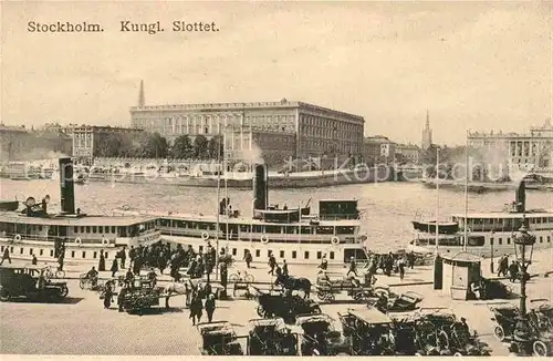 AK / Ansichtskarte Stockholm Kungl Slottet Schloss Dampfer Kat. Stockholm