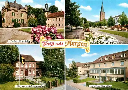 AK / Ansichtskarte Kerpen Rheinland Schloss Loersfeld Stiftsplatz Kirche Hospital Kolping Geburtshaus Kat. Kerpen