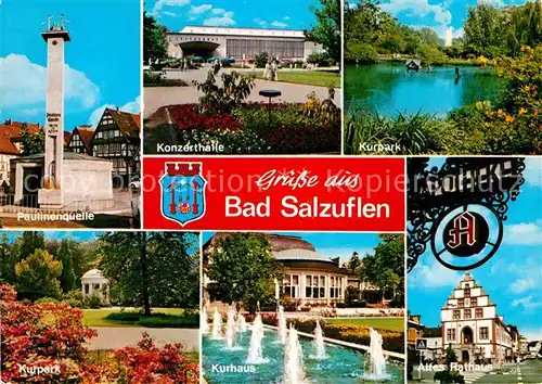 AK / Ansichtskarte Bad Salzuflen Paulinenquelle Kurpark Konzerthalle Kurhaus Rathaus Kat. Bad Salzuflen
