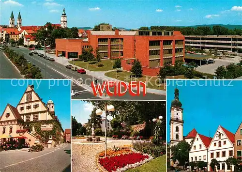 AK / Ansichtskarte Weiden Oberpfalz Teilansichten Max Reger Stadt Schule Park Kirche Kat. Weiden i.d.OPf.