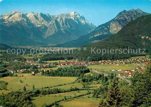 AK / Ansichtskarte Oberau Loisach Panorama Loisachtal Zugspitzgruppe Wettersteingebirge Kat. Oberau