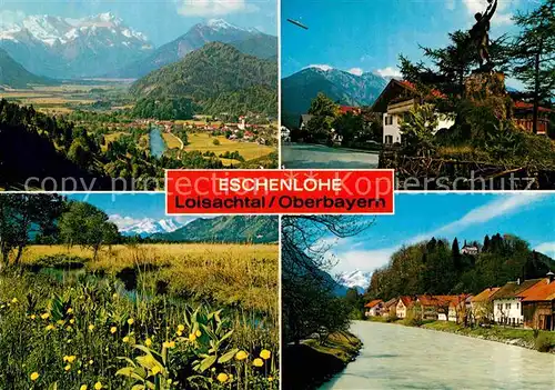 AK / Ansichtskarte Eschenlohe Panorama Loisachtal Ortsmotive mit Alpenblick Kat. Eschenlohe