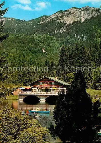 AK / Ansichtskarte Garmisch Partenkirchen Gaststaette am Pflegersee Alpen Kat. Garmisch Partenkirchen