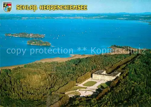 AK / Ansichtskarte Chiemsee Fliegeraufnahme Schloss Herrenchiemsee Kat. Chiemsee