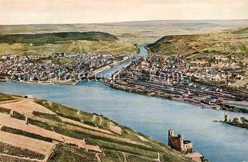 AK / Ansichtskarte Bingen Rhein Bingerbrueck Blick von der Rassel Ruine Ehrenfels Maeuseturm Kat. Bingen am Rhein