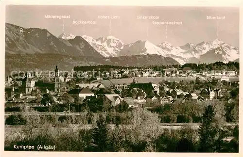 AK / Ansichtskarte Kempten Allgaeu Stadtpanorama mit Oberstdorfer Bergen Allgaeuer Alpen Kat. Kempten (Allgaeu)