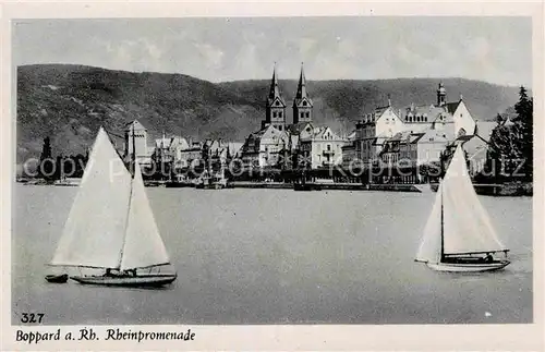AK / Ansichtskarte Boppard Rhein Rheinpromenade Segelboote Kat. Boppard
