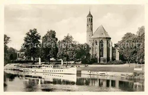 AK / Ansichtskarte Brandenburg Havel Salzhof mit Johanniskirche Dampfer Kat. Brandenburg