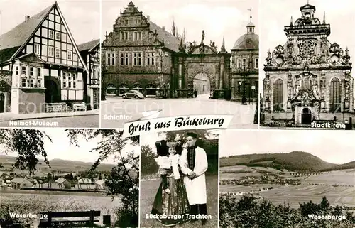 AK / Ansichtskarte Bueckeburg Heimatmuseum Weserberge Schlosstor Stadtkirche Trachten Kat. Bueckeburg