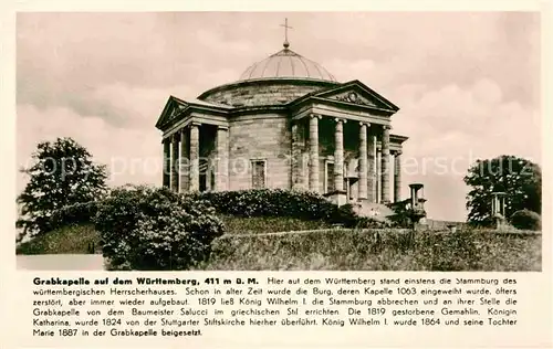 AK / Ansichtskarte Rotenberg Stuttgart Grabkapelle auf dem Wuerttemberg Kat. Stuttgart