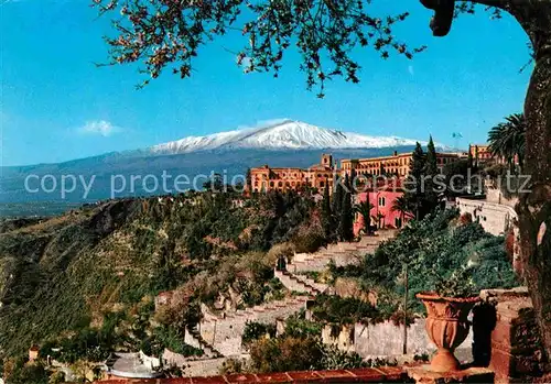 AK / Ansichtskarte Taormina Sizilien San Domenica mit Etna Kat. 