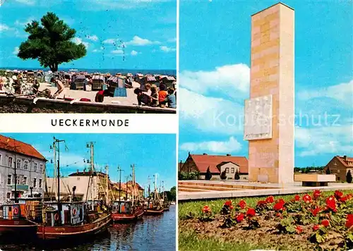 AK / Ansichtskarte Ueckermuende Mecklenburg Vorpommern Haffbad Hafen Sowjet Ehrenmal Kat. Ueckermuende