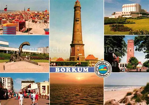 AK / Ansichtskarte Borkum Nordseebad Strand Skulptur Leuchtturm Hotel Strand Kat. Borkum