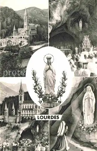 AK / Ansichtskarte Lourdes Hautes Pyrenees La Basilique La Grotte La Vierge couronnee Kat. Lourdes