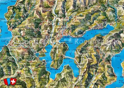 AK / Ansichtskarte Lago di Lugano Landkarte Kat. Italien