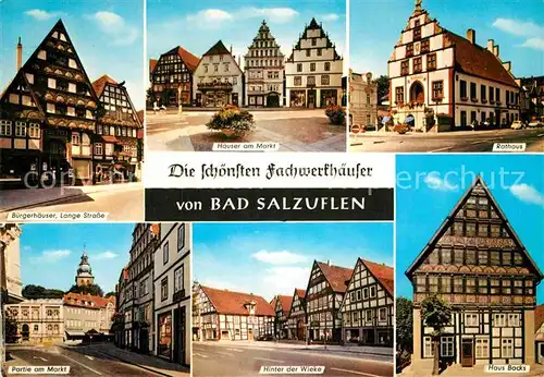 AK / Ansichtskarte Bad Salzuflen Buergerhaeuser Haeuser am Markt Rathaus Hinter der Wieke Haus Backs Kat. Bad Salzuflen