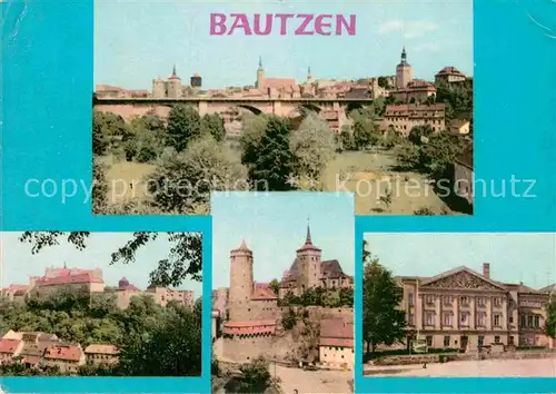 AK / Ansichtskarte Bautzen Friedensbruecke Ortenburg Alte Wasserkunst Stadttheater Kat. Bautzen