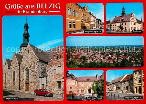 AK / Ansichtskarte Bad Belzig Marienkirche Magdeburger Str Rathaus Panorama Burg Eisenhardt