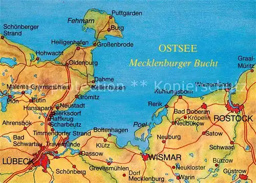 AK / Ansichtskarte Mecklenburg Mecklenburger Bucht Gebietskarte Kat. Schwerin