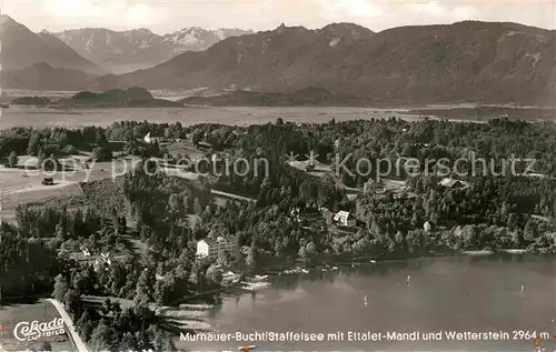 AK / Ansichtskarte Murnau Staffelsee Murnauer Bucht Ettaler Mandl Wetterstein Fliegeraufnahme 