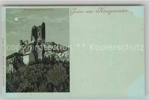 AK / Ansichtskarte Koenigswinter Ruine Drachenfels Mondschein Kat. Koenigswinter