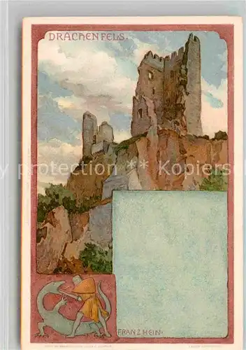 AK / Ansichtskarte Koenigswinter Ruine Drachenfels Kuenstlerkarte Franz Hein Kat. Koenigswinter