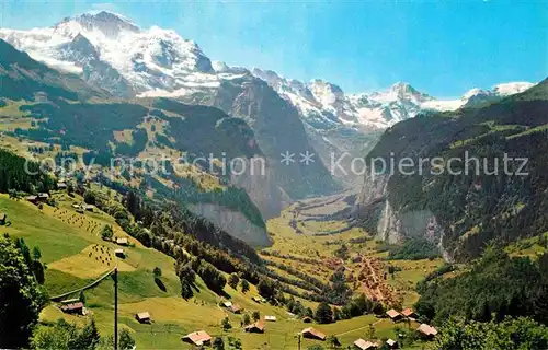 AK / Ansichtskarte Wengen BE Lauterbrunnen mit Jungfrau und Breithorn Kat. Wengen