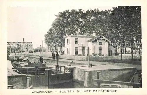 AK / Ansichtskarte Groningen Sluizen bij het Damsterdiep um 1910 Kat. Groningen