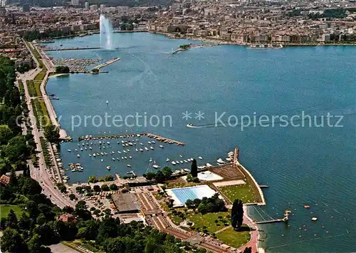 AK / Ansichtskarte Geneve GE Fliegeraufnahme See Hafen Fontaene Kat. Geneve