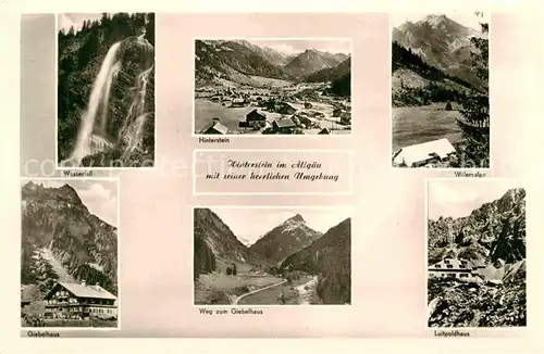 AK / Ansichtskarte Hinterstein Bad Hindelang Wasserfall Willersalpe Luitpoldhaus Giebelhaus Alpenpanorama