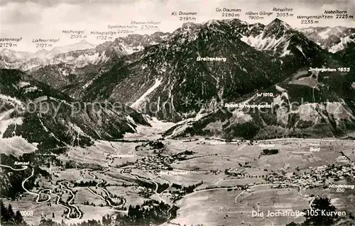 AK / Ansichtskarte Oberjoch Jochstrasse 105 Kurven Allgaeuer Alpen Fliegeraufnahme Kat. Bad Hindelang