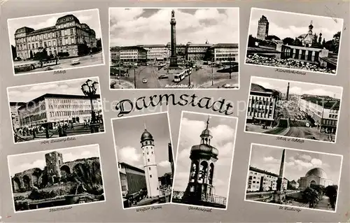AK / Ansichtskarte Darmstadt Schloss Luisenplatz Saeule Stadtmauer Weisser Turm Kuenstlerkolonie St Ludwig Glockenspiel Kat. Darmstadt